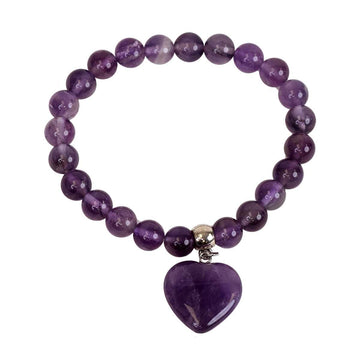 Amethyst Bracelet with Heart Charm